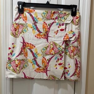 Vintage Butterfly Print Wrap Around Mini Skirt Size 6